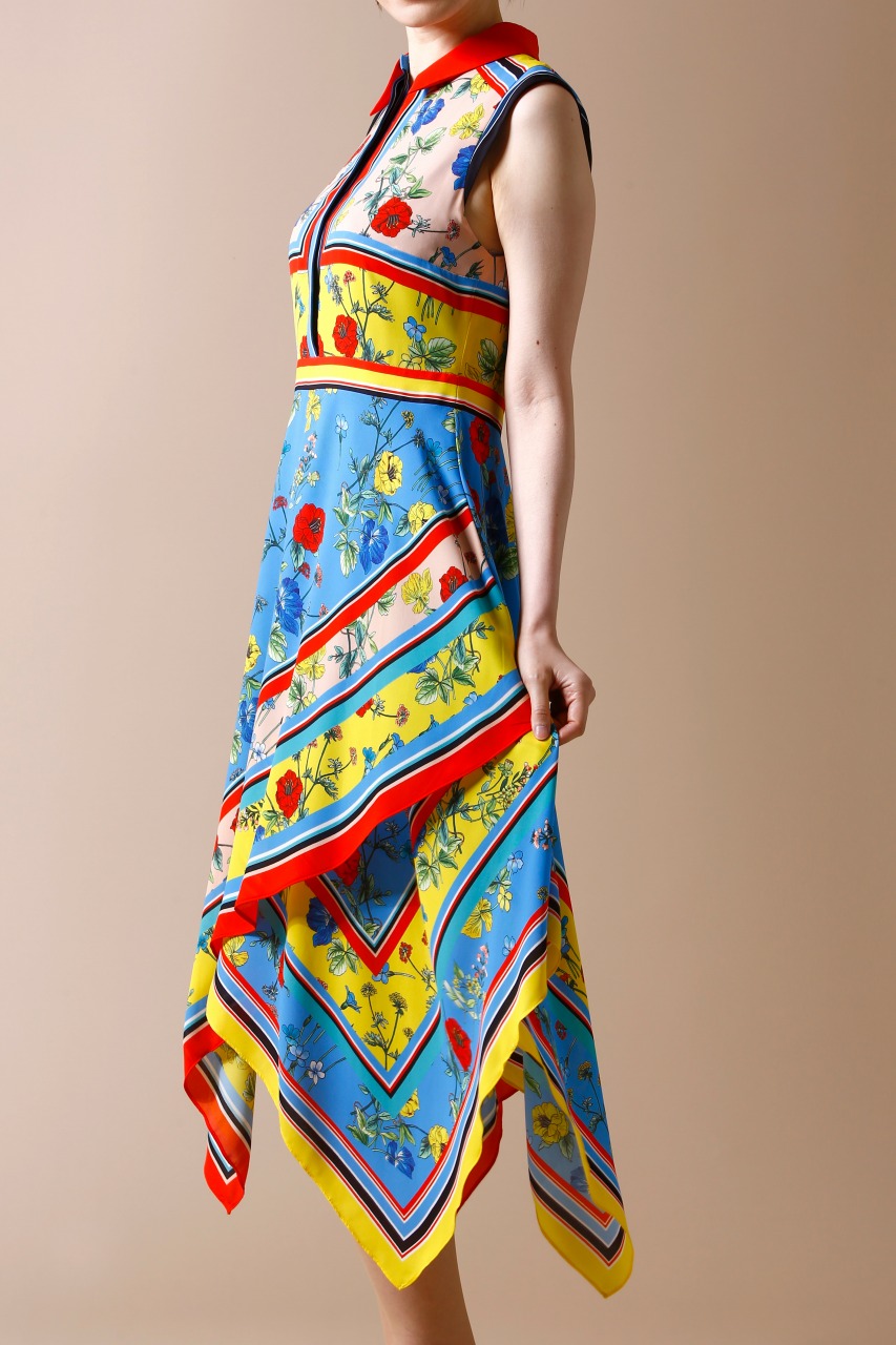 Alice+olivia フレンチカラースカーフプリント ドレス｜ハイブランドのドレスレンタル Dresscolud -ドレスクラウド-