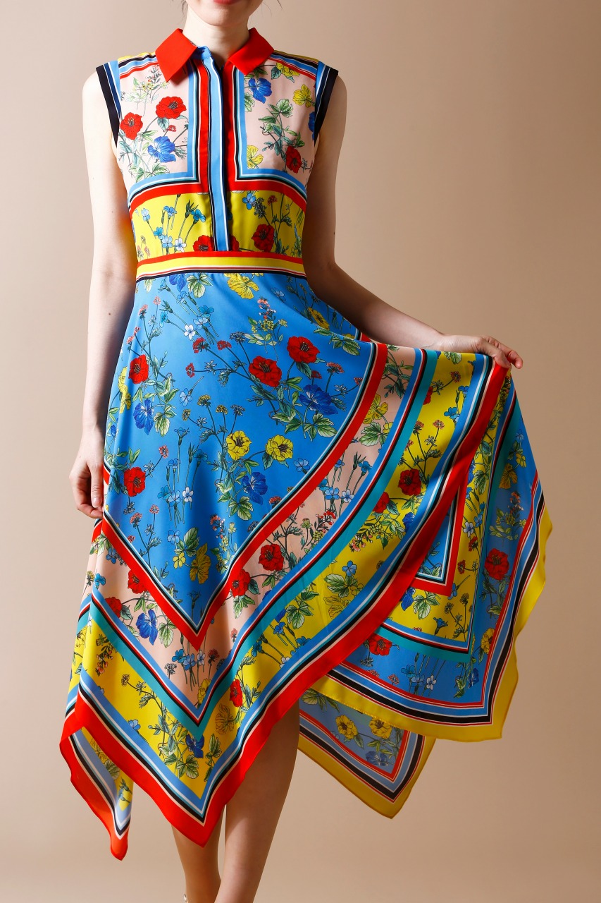 Alice+olivia フレンチカラースカーフプリント　ドレス