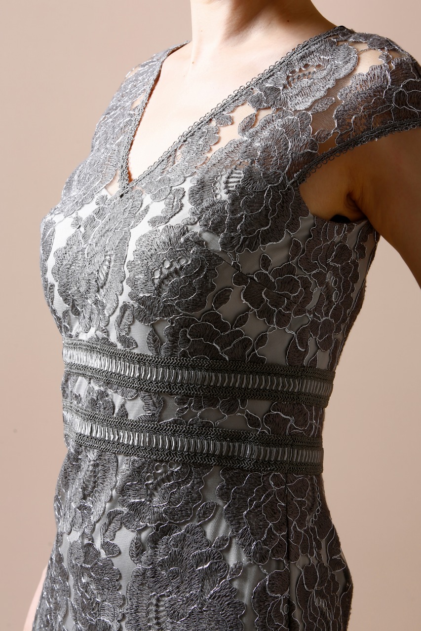 TADASHI SHOJI 刺繍レースVネックタイトドレス｜ハイブランドのドレスレンタル Dresscolud -ドレスクラウド-